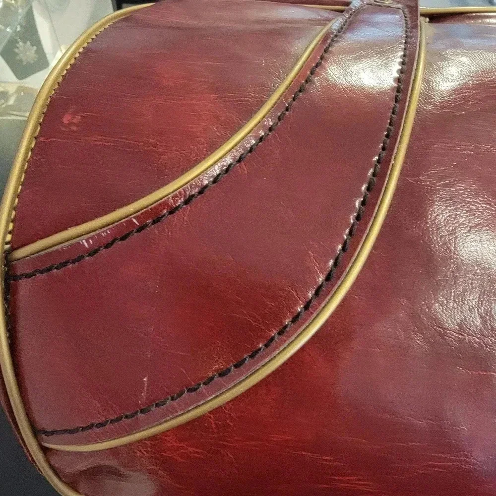 Vintage 1970s Brown Vinyl Travel Bag